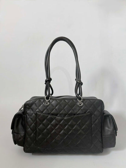 Chanel Black Quilted Leather Ligne Cambon Reporter Bag