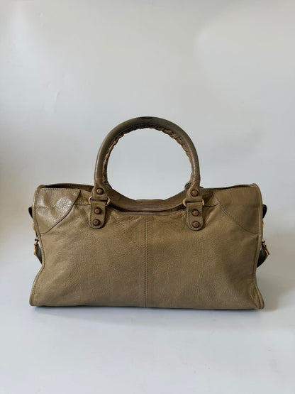 2000’s Balenciaga Beige Giant 12 Gold Motorcross City Bag