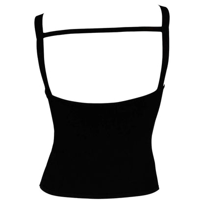 S/S 1998 Gucci by Tom Ford Black Bodycon Stretch Strap Top