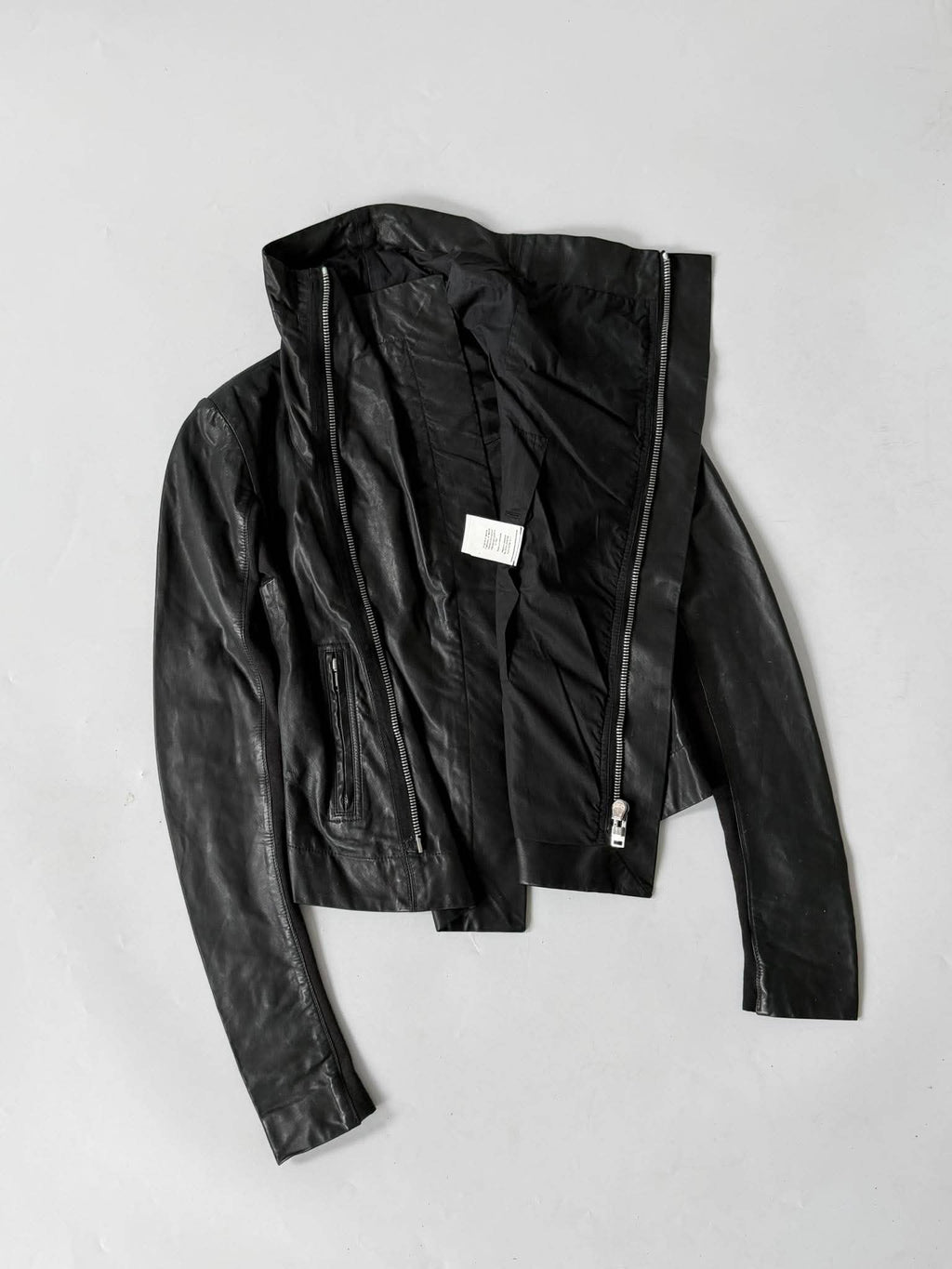 Rick Owens Lambskin Leather Asymmetric Biker Jacket