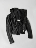 Rick Owens Lambskin Leather Asymmetric Biker Jacket