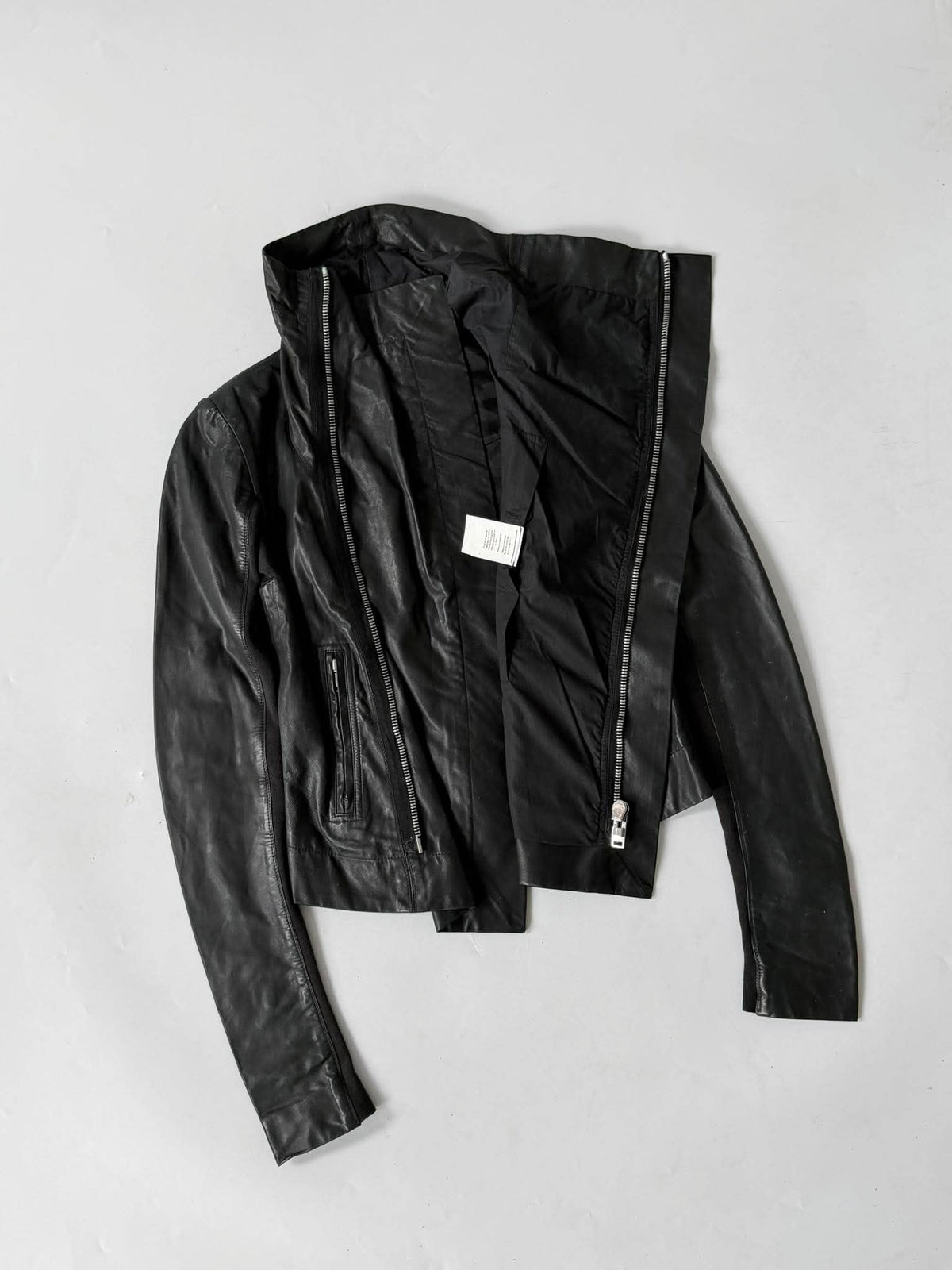 Rick Owens Lambskin Leather Asymmetric Biker Jacket