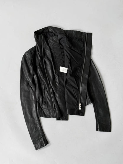 Rick Owens Lambskin Leather Asymmetric Biker Jacket