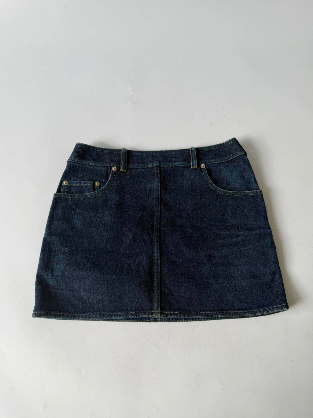 1990s-2000s Chanel Indigo Denim Sleeveless Vest & Skirt Set