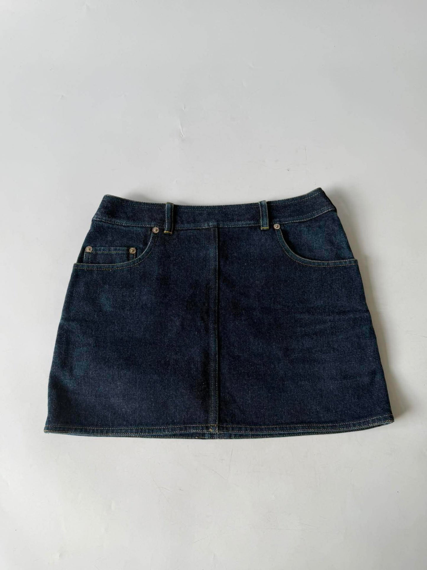 1990s-2000s Chanel Indigo Denim Sleeveless Vest & Skirt Set