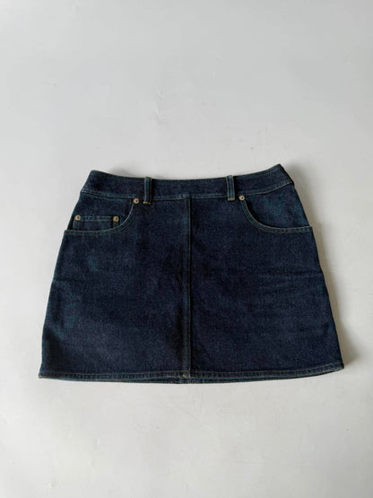 1990s-2000s Chanel Indigo Denim Sleeveless Vest & Skirt Set