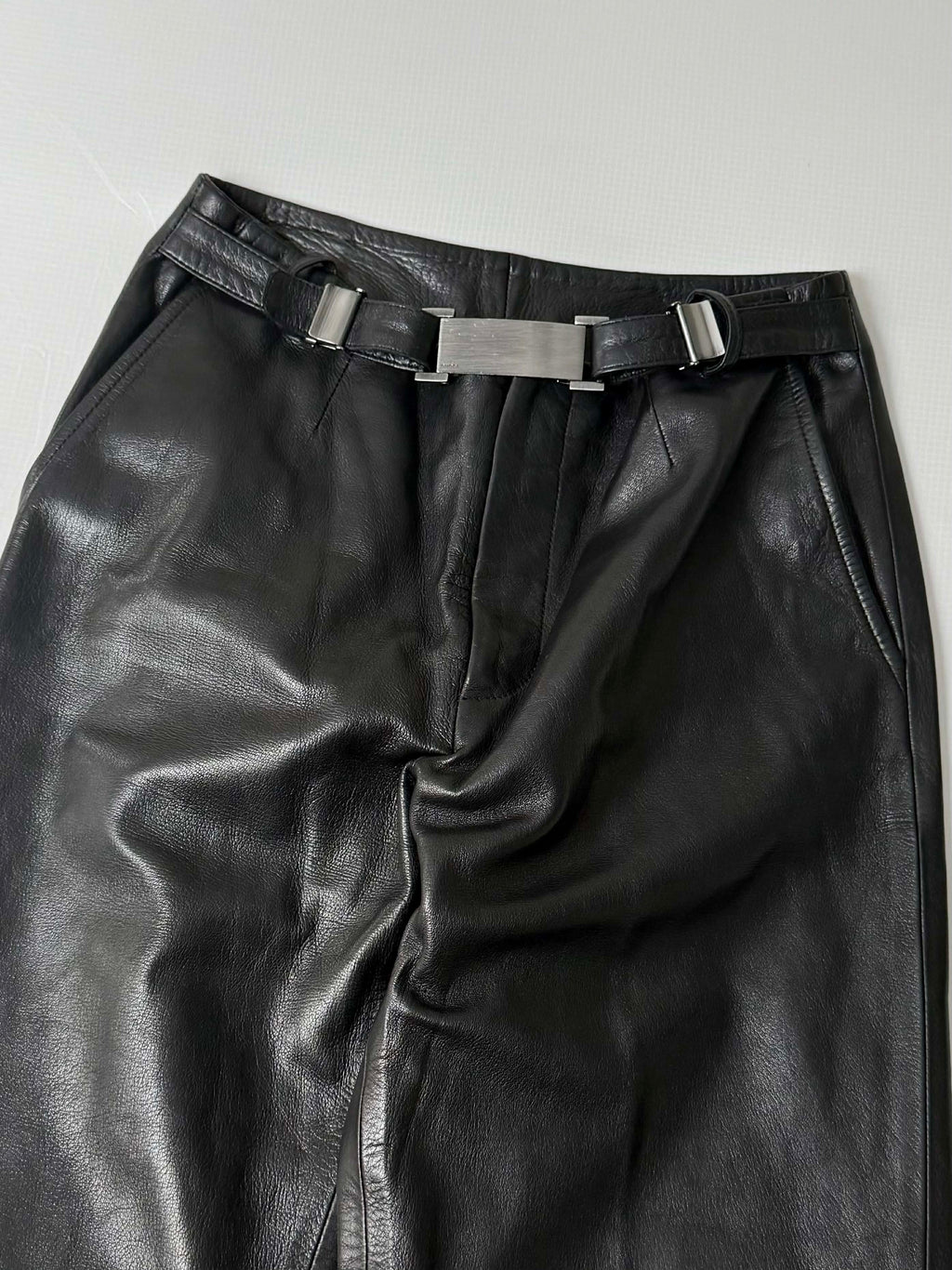 Gucci by Tom Ford 1997 Belted Leather Wide Pants