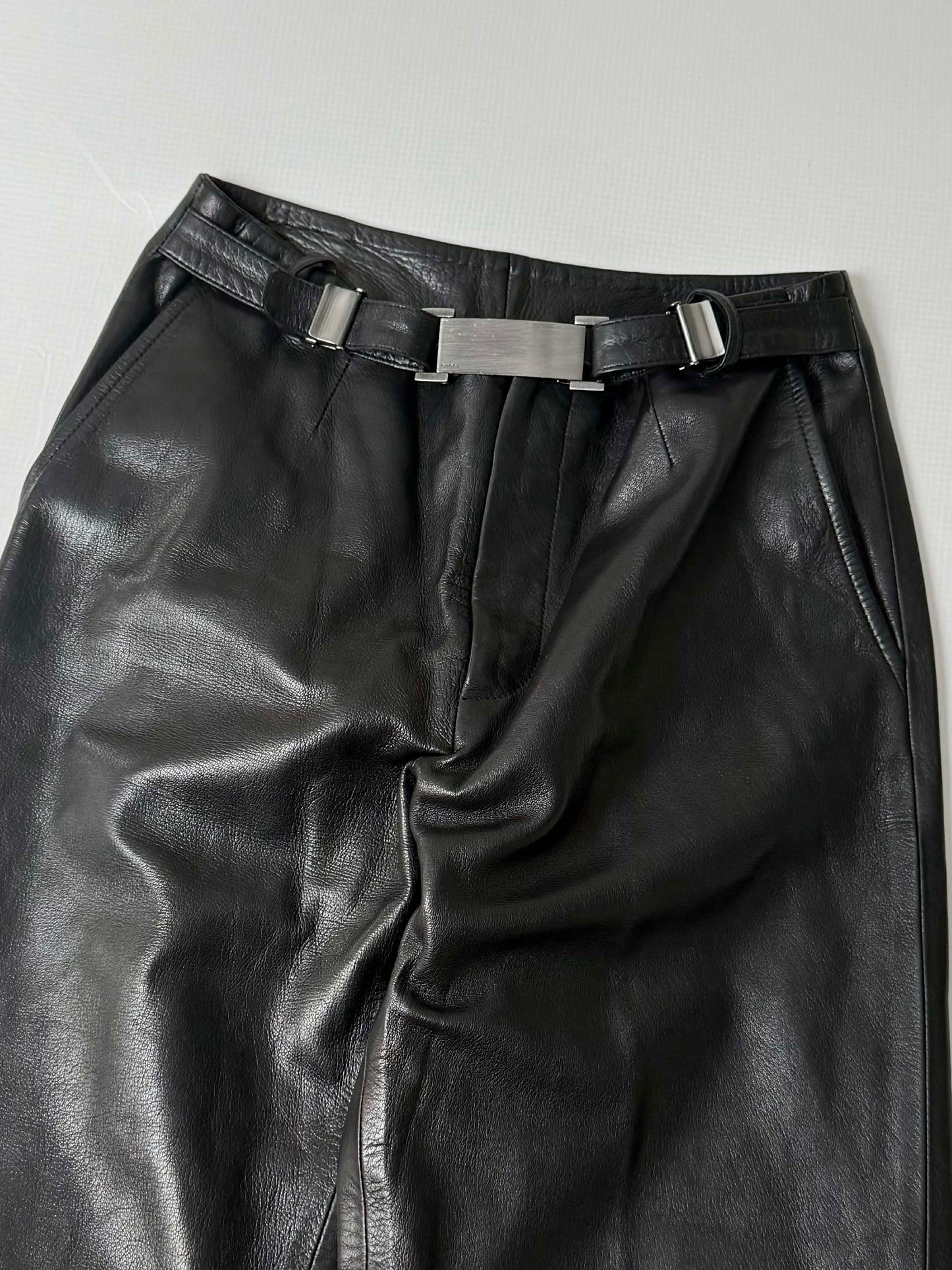 Gucci by Tom Ford 1997 Belted Leather Wide Pants