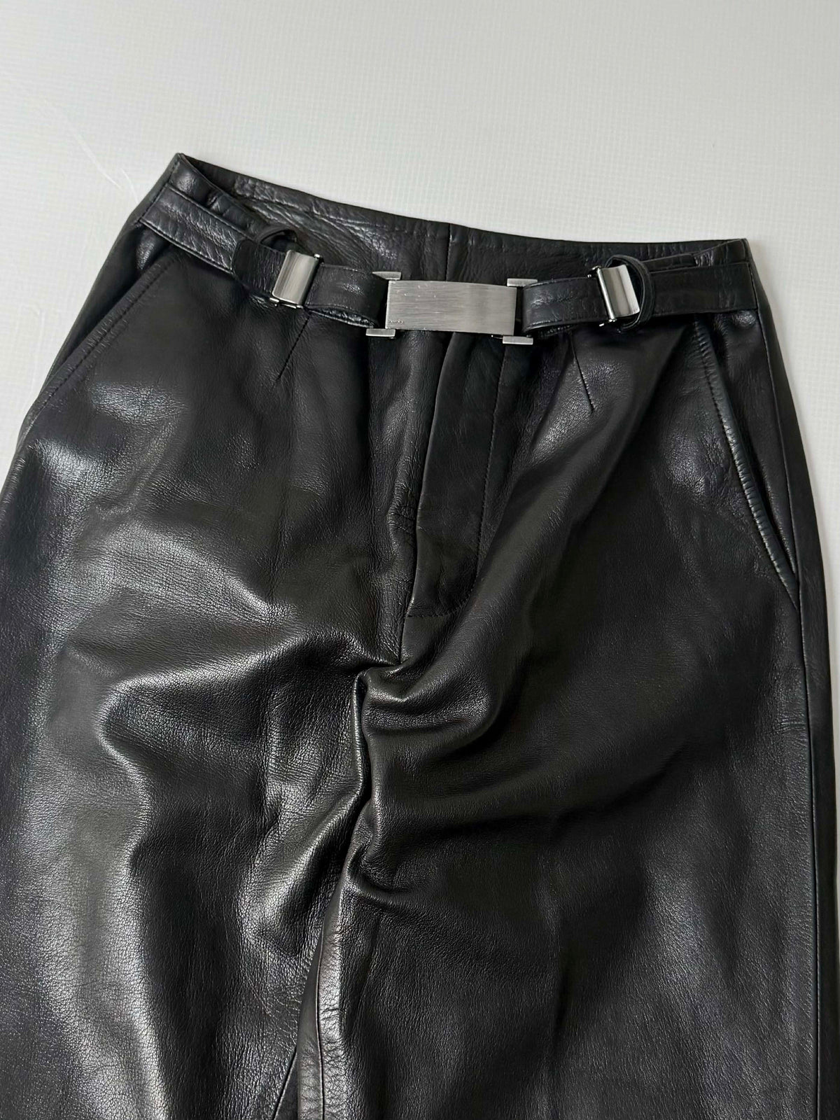Gucci by Tom Ford 1997 Belted Leather Wide Pants