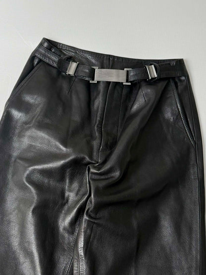 Gucci by Tom Ford 1997 Belted Leather Wide Pants