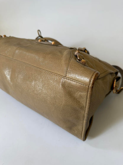 2000’s Balenciaga Beige Giant 12 Gold Motorcross City Bag