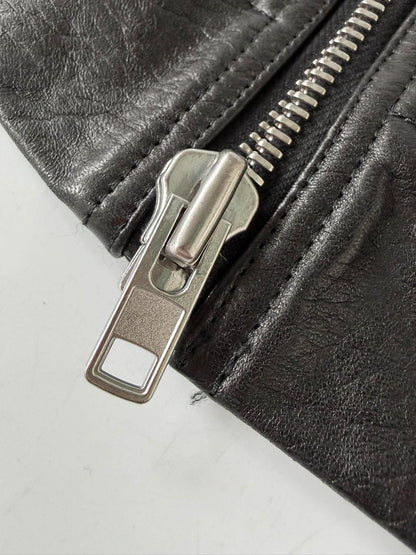 Rick Owens Black Leather Stooges Biker Jacket