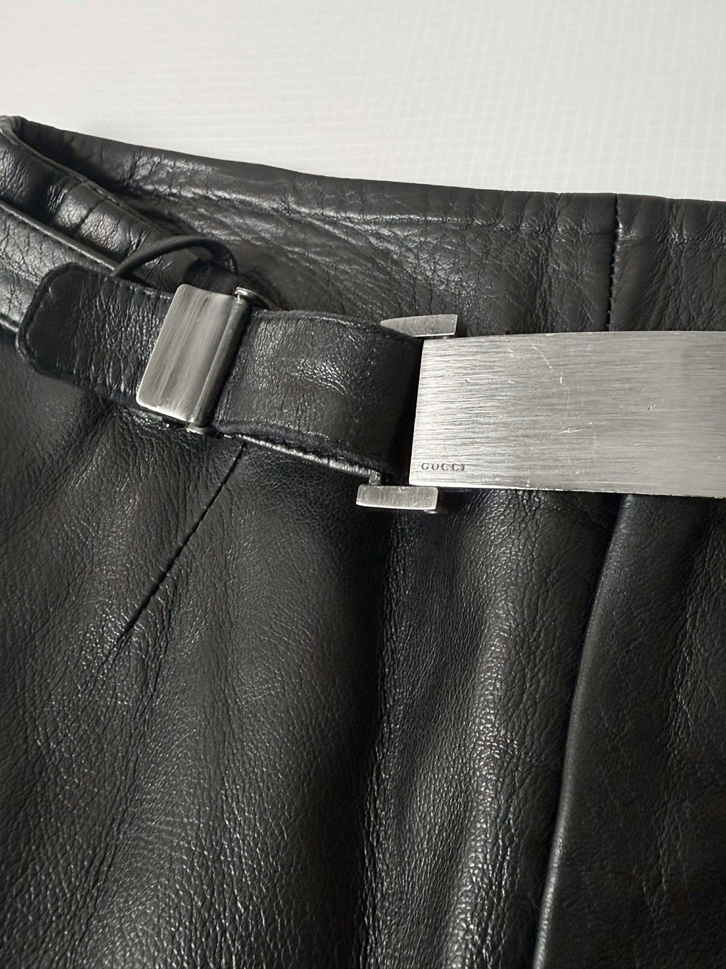 Gucci by Tom Ford 1997 Belted Leather Wide Pants