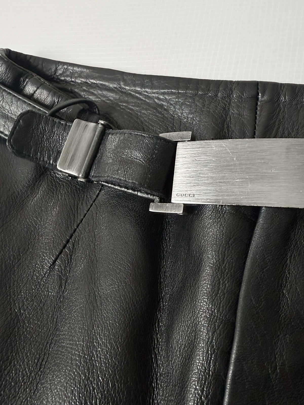 Gucci by Tom Ford 1997 Belted Leather Wide Pants