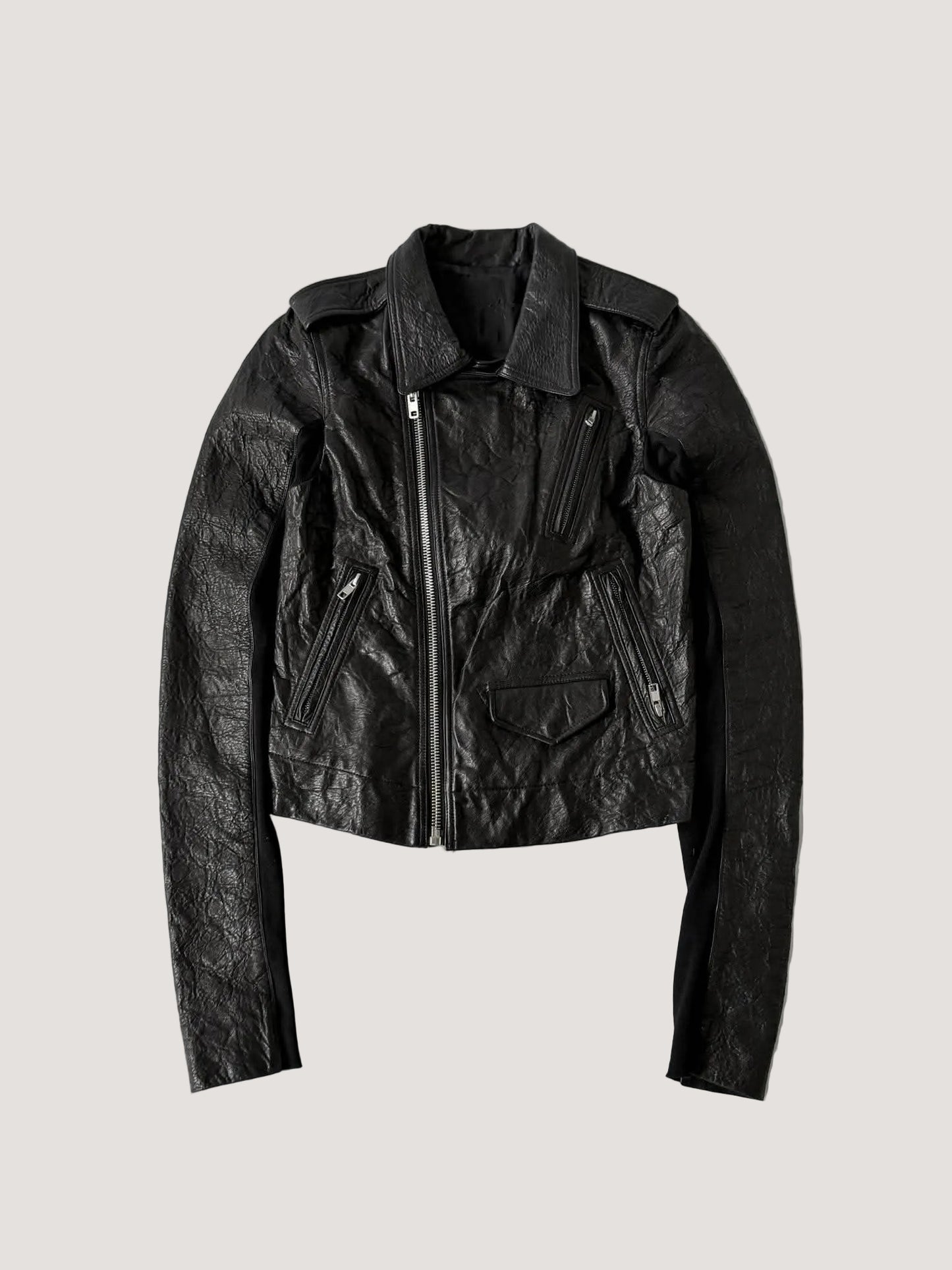 Rick Owens Black Leather Stooges Biker Jacket