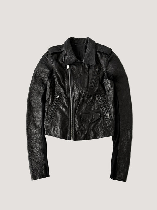 Rick Owens Black Leather Stooges Biker Jacket