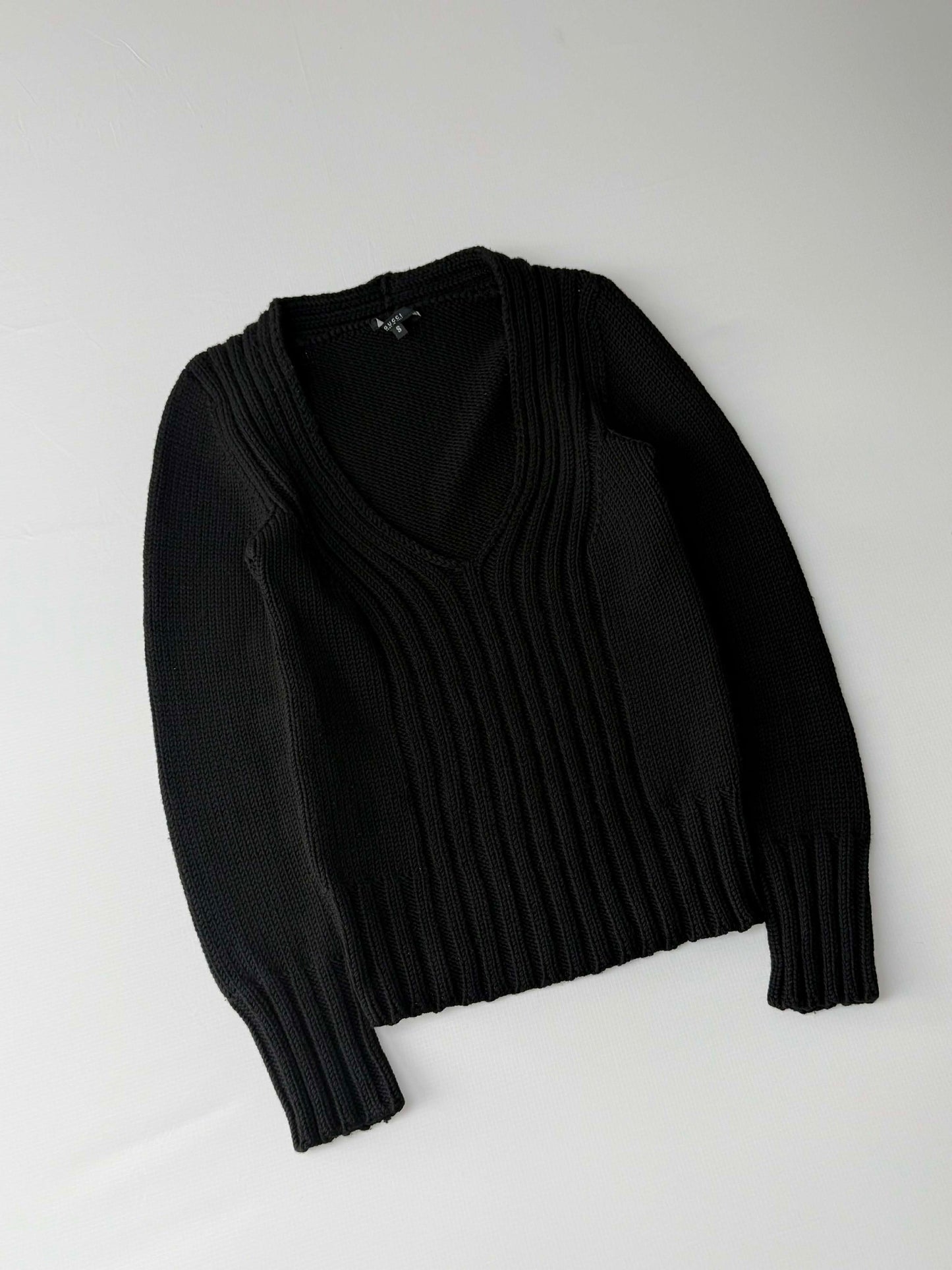 F/W 1997 Gucci by Tom Ford Wool V-Neck Ribbed Sweater