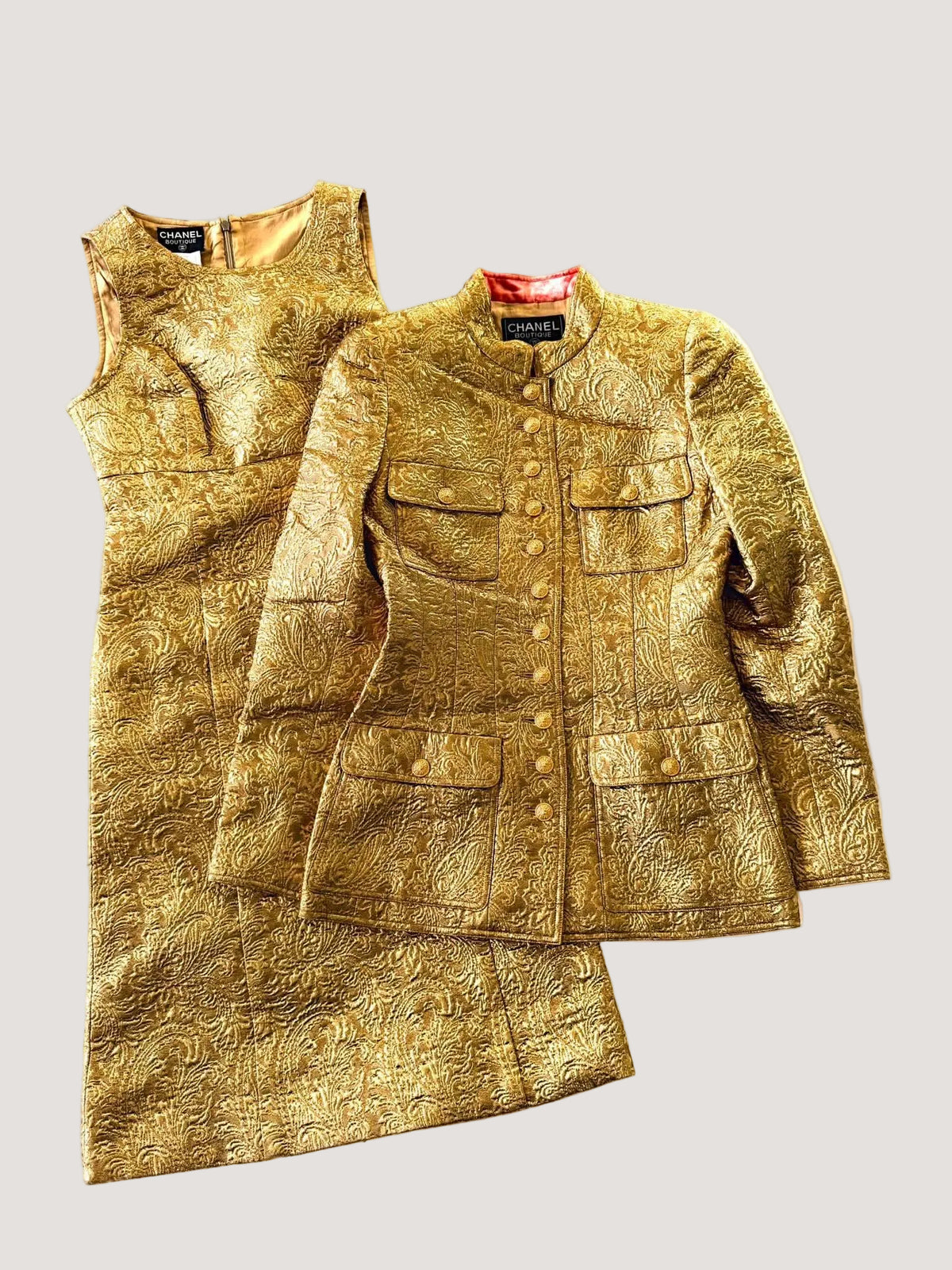 Chanel Boutique F/W1996 Gold Brocade "Mughal" Set