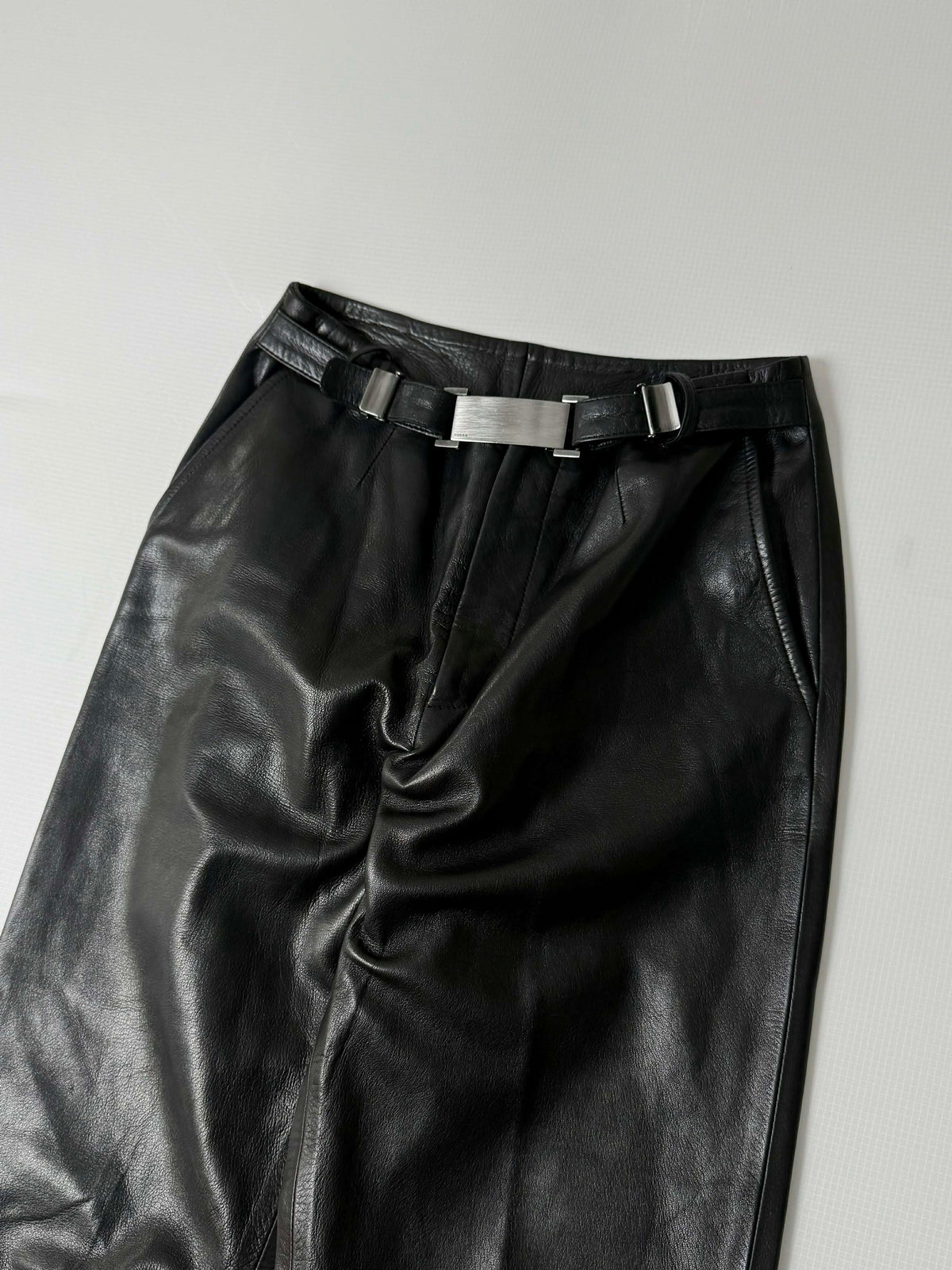 Gucci by Tom Ford 1997 Belted Leather Wide Pants