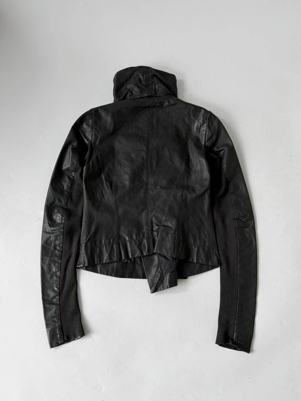 Rick Owens Lambskin Leather Asymmetric Biker Jacket