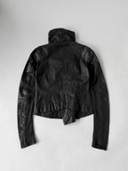 Rick Owens Lambskin Leather Asymmetric Biker Jacket