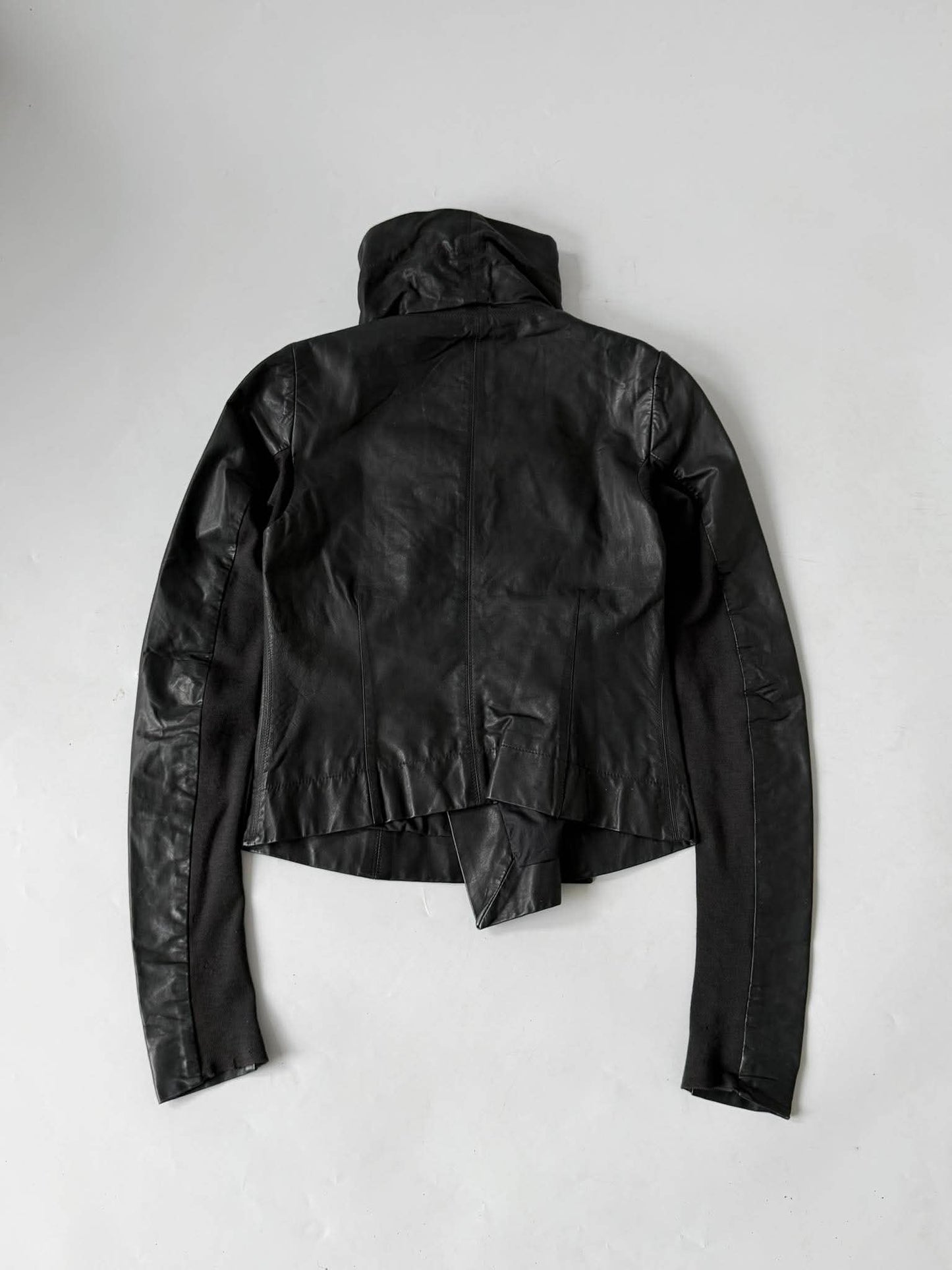 Rick Owens Lambskin Leather Asymmetric Biker Jacket