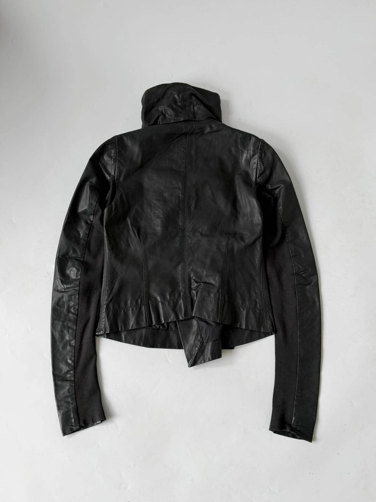 Rick Owens Lambskin Leather Asymmetric Biker Jacket