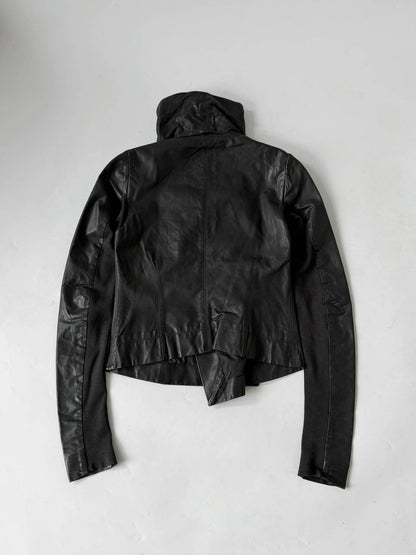 Rick Owens Lambskin Leather Asymmetric Biker Jacket