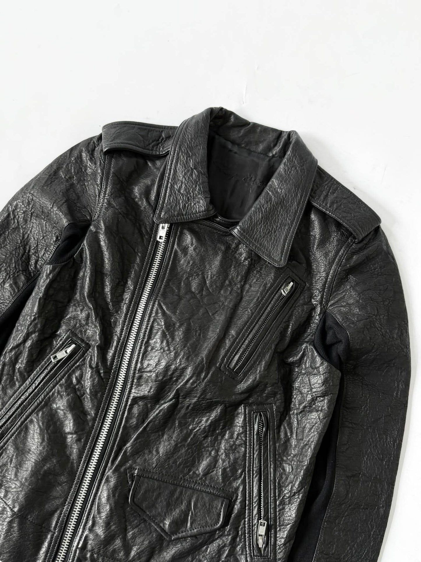 Rick Owens Black Leather Stooges Biker Jacket