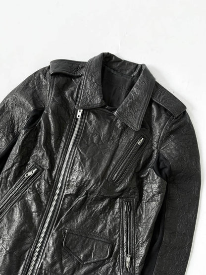 Rick Owens Black Leather Stooges Biker Jacket