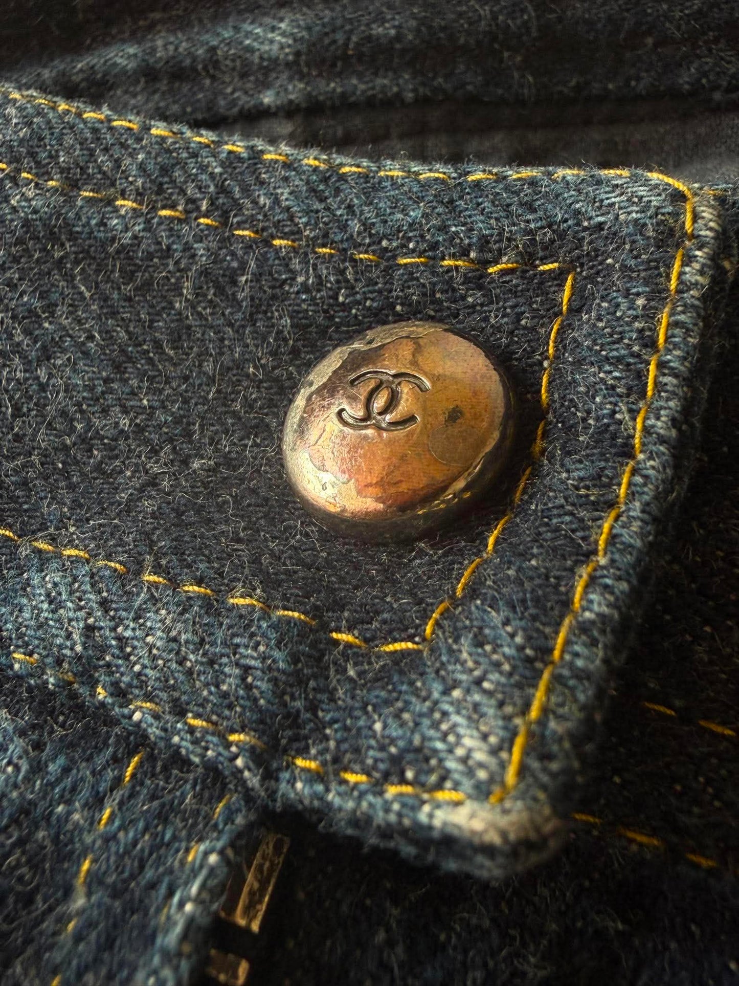 1990s-2000s Chanel Indigo Denim Sleeveless Vest & Skirt Set
