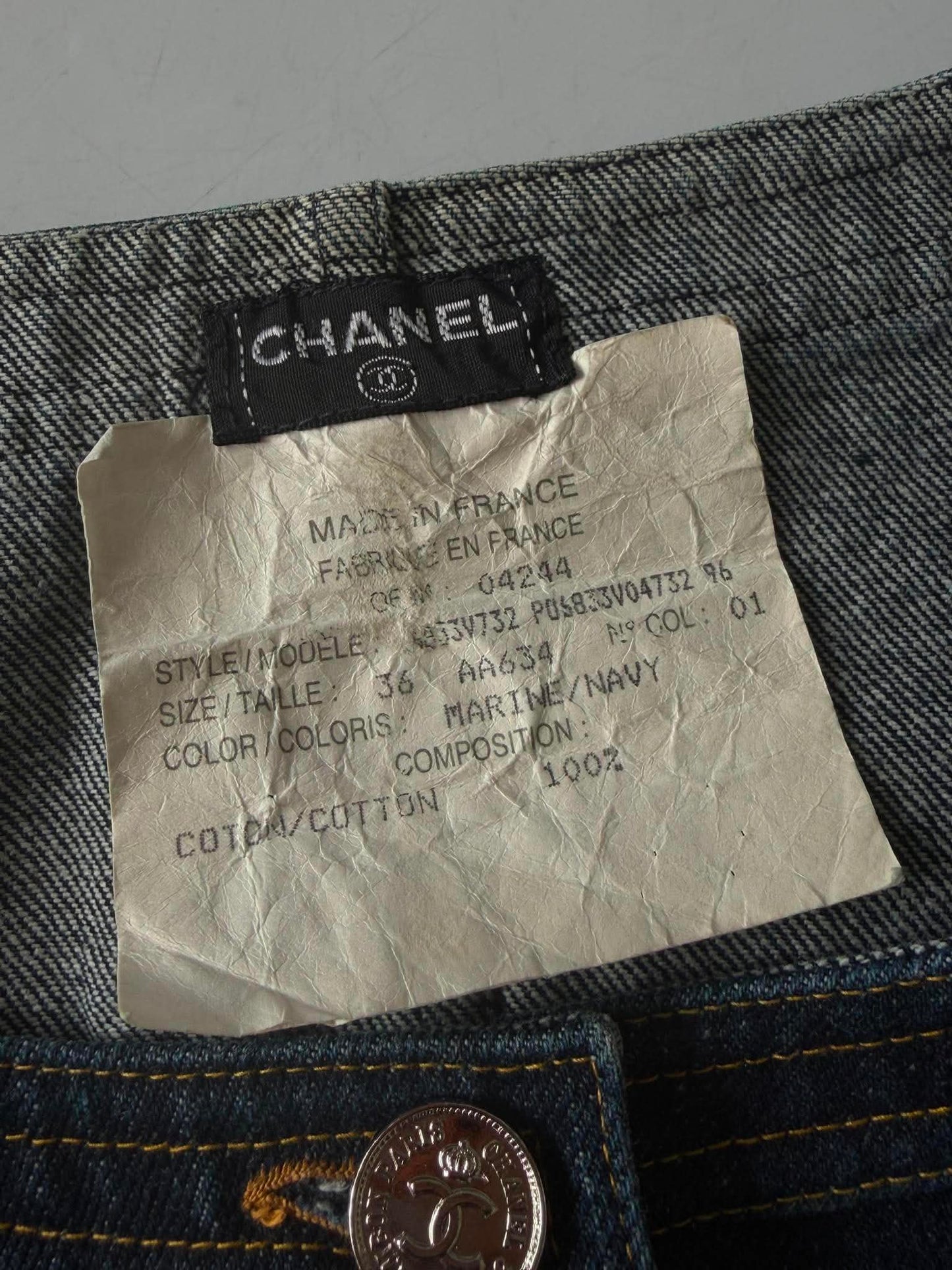1990s-2000s Chanel Indigo Denim Sleeveless Vest & Skirt Set