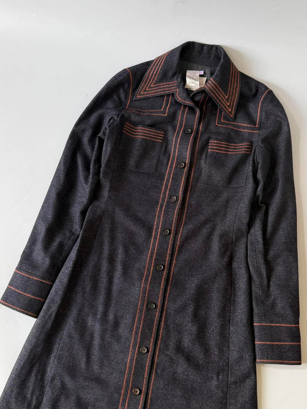 1990’s Celine Long Sleeved Charcoal Denim Maxi Shirt Dress