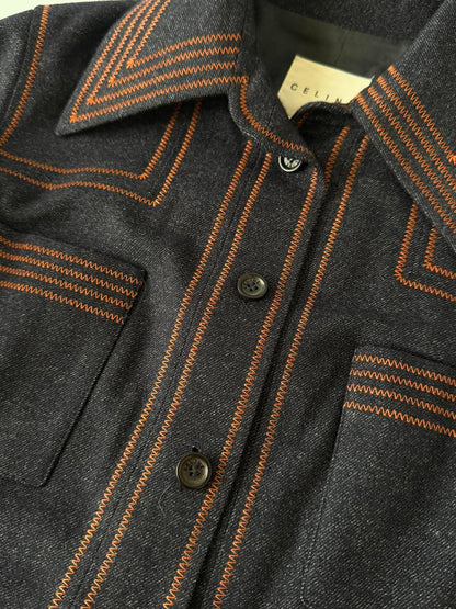 1990’s Celine Long Sleeved Charcoal Denim Maxi Shirt Dress