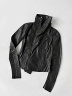 Rick Owens Lambskin Leather Asymmetric Biker Jacket