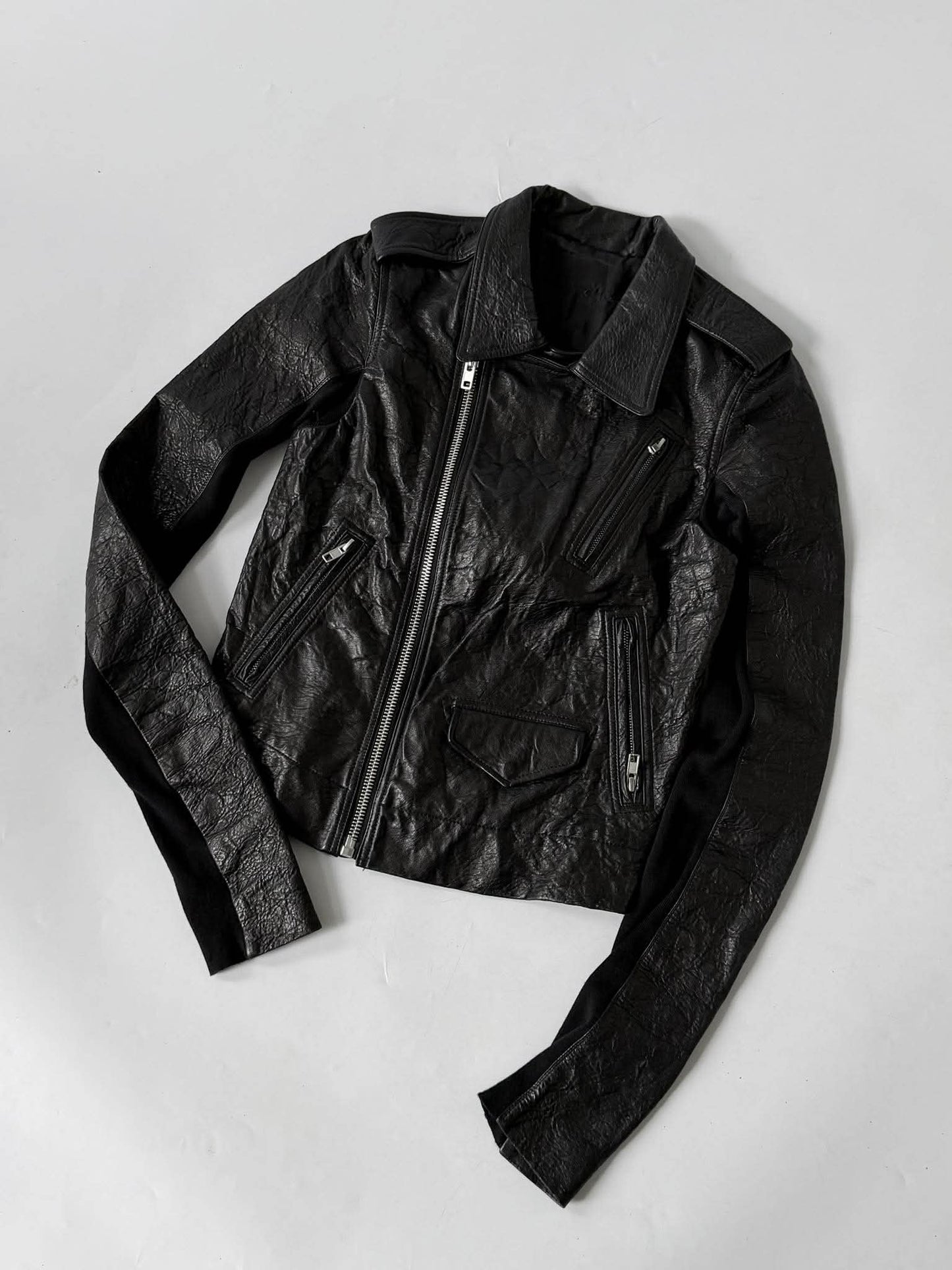 Rick Owens Black Leather Stooges Biker Jacket