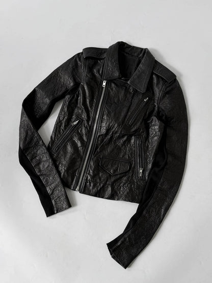 Rick Owens Black Leather Stooges Biker Jacket