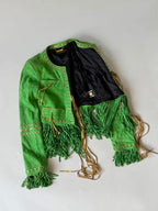 Roberto Cavalli Green Suede Fringe Jacket