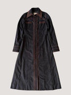 1990’s Celine Long Sleeved Charcoal Denim Maxi Shirt Dress
