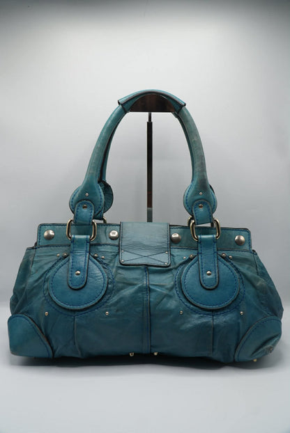 Chloé Paddington Blue Cadena Padlock & Key Boston Satchel