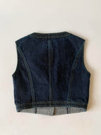1990s-2000s Chanel Indigo Denim Sleeveless Vest & Skirt Set