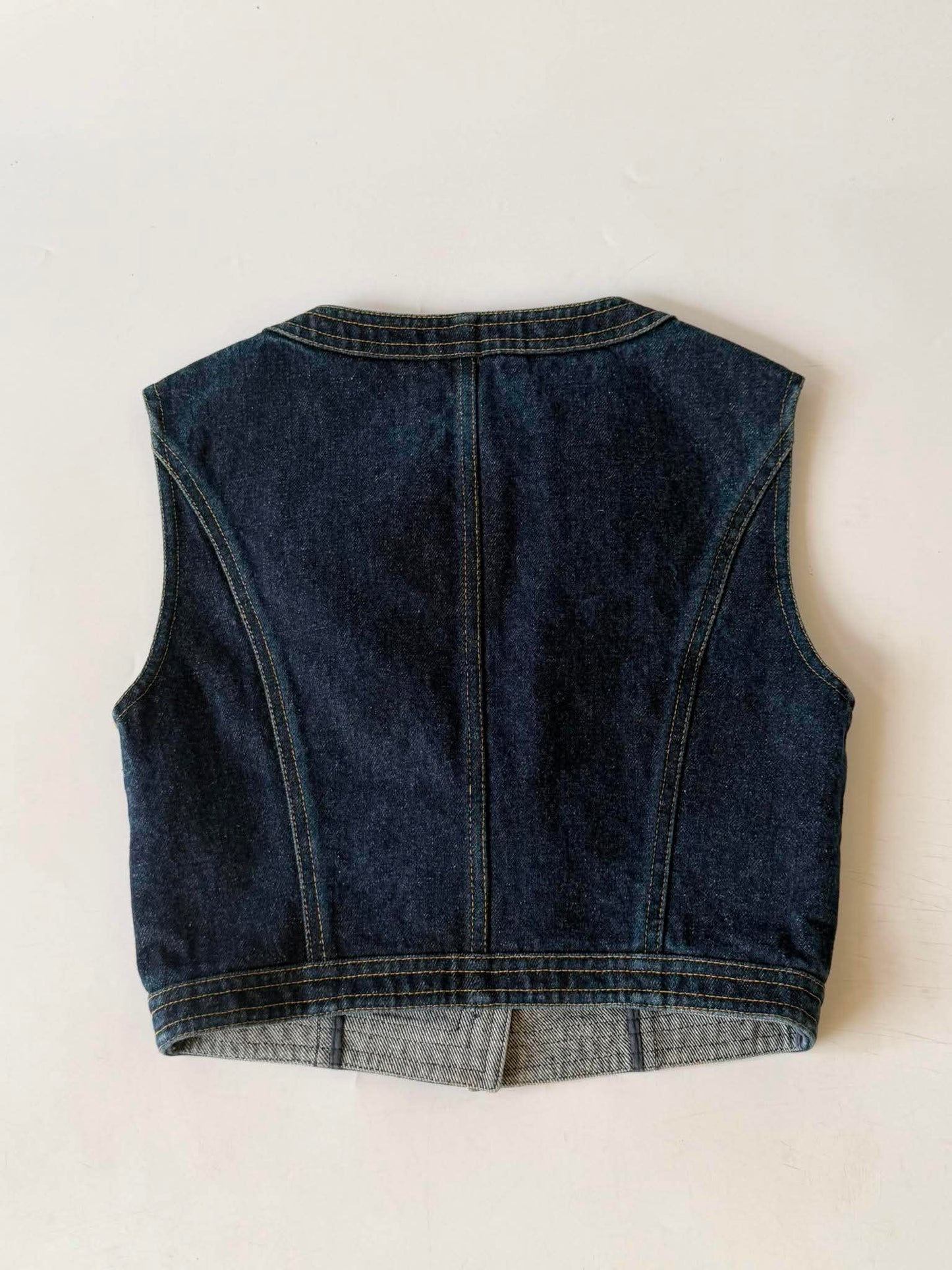 1990s-2000s Chanel Indigo Denim Sleeveless Vest & Skirt Set