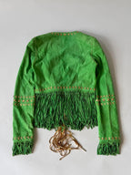 Roberto Cavalli Green Suede Fringe Jacket
