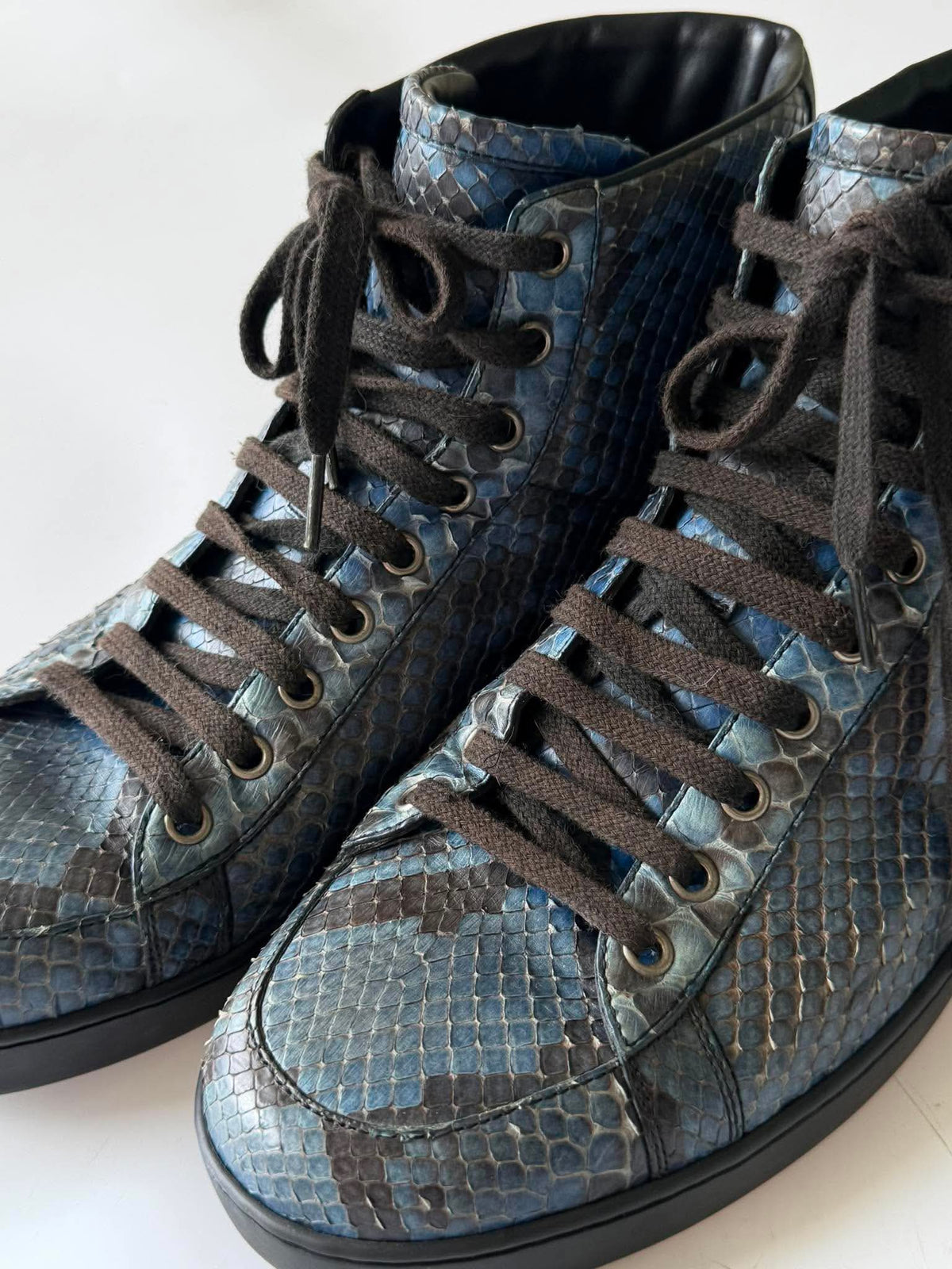 Gucci by Frida Giannini Blue Python High Top Sneakers