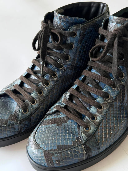 Gucci by Frida Giannini Blue Python High Top Sneakers