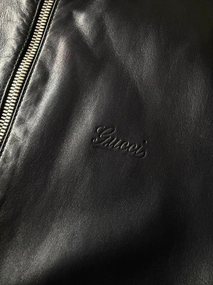 2000's GUCCI "1921" STRIPED RIB LEATHER JACKET