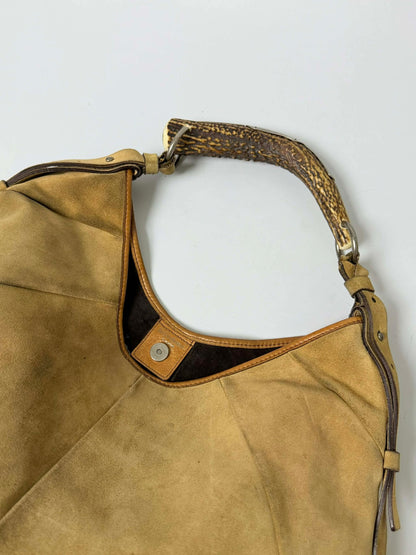 Yves Saint Laurent Taupe Suede Mombasa Hobo Bag