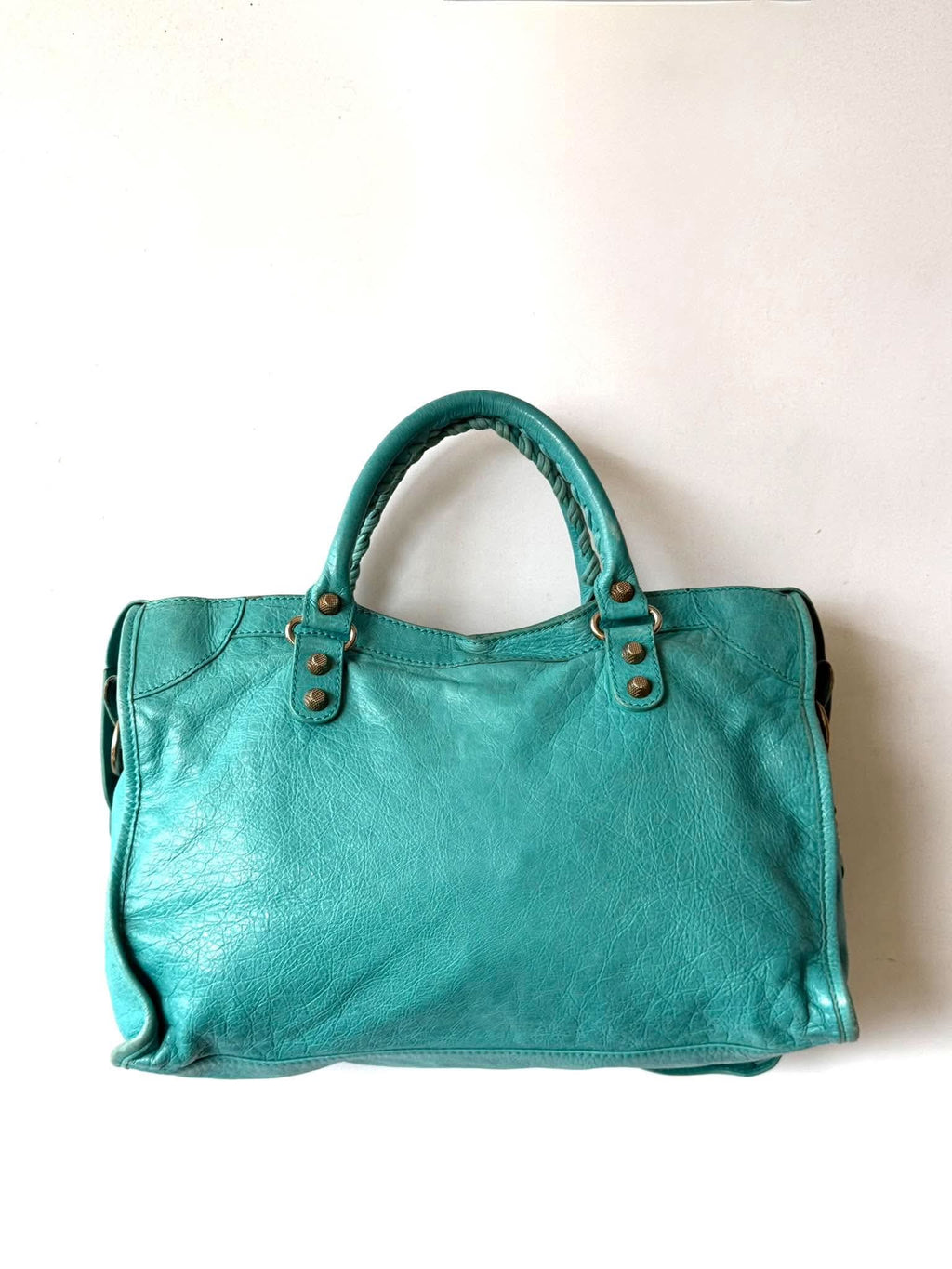 2000’s Balenciaga Torquoise Giant 12 Silver City Bag