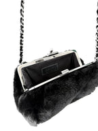 Chanel by Karl Lagerfeld Black Fur Frame Chain Bag