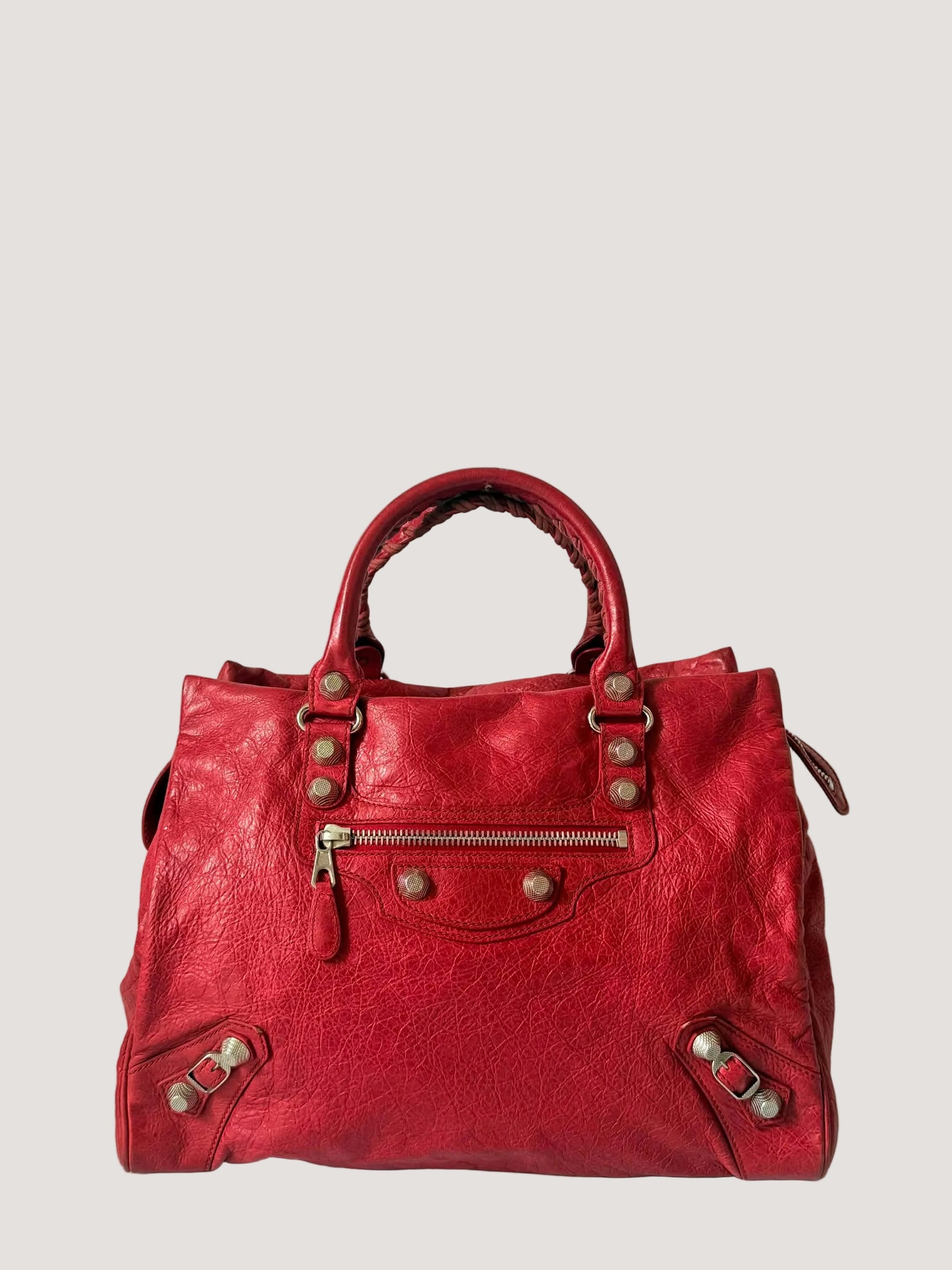 2000’s Balenciaga Ruby Leather Giant 21 Silver Midday Bag